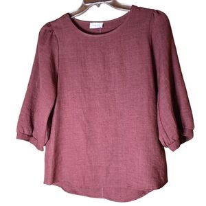 Orange Creek Los Angeles Rust 3/4 Sleeve Button Back Blouse Size M
